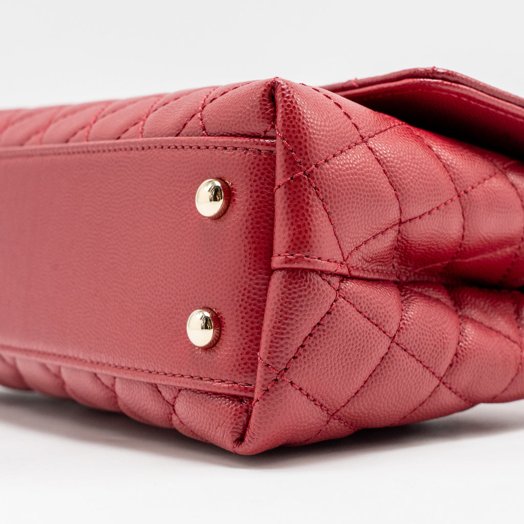 CHANEL SMALL COCO HANDLE CAVIAR RED LGHW (MICROCHIP)