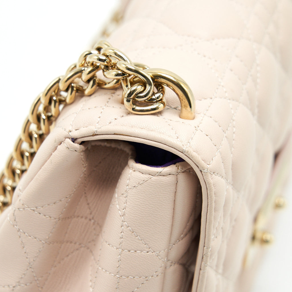 CHRISTIAN DIOR CANNAGE LEATHER MISS DIOR FLAP BAG IN LIGHT PINK LGHW