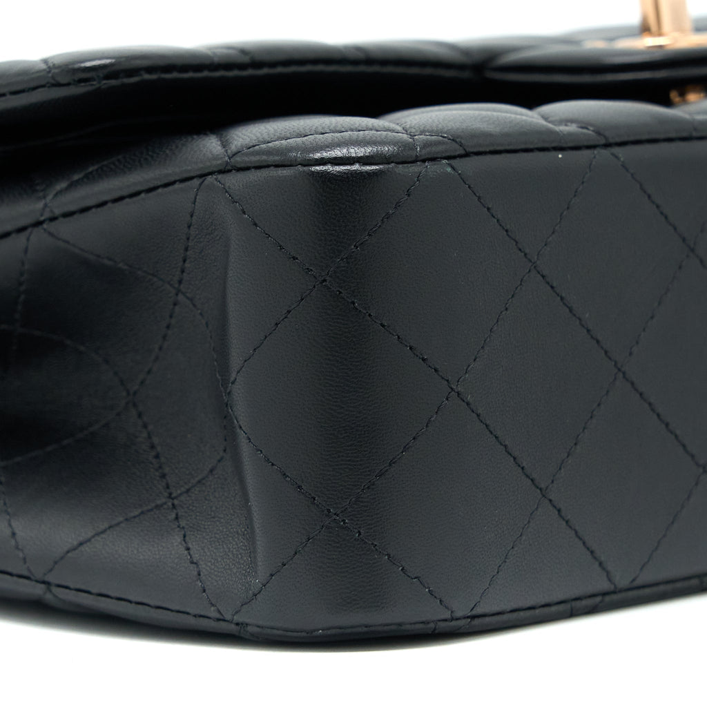 CHANEL MEDIUM CLASSIC FLAP BAG LAMBSKIN BLACK RGHW (MICROCHIP)