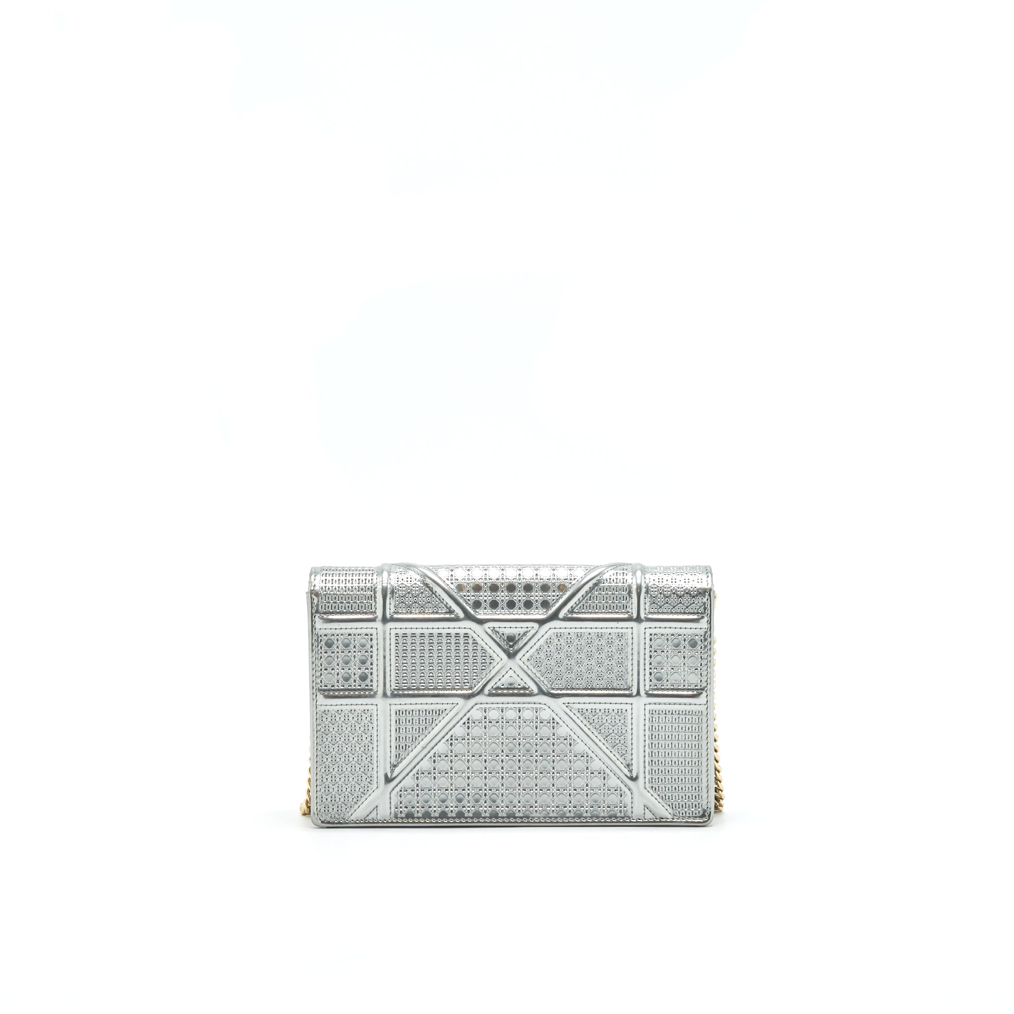 DIOR DIORAMA WALLET ON CHAIN METALLIC SILVER GHW