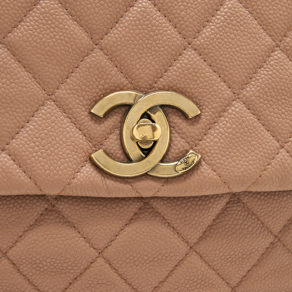CHANEL ROUND FLAP BAG CAVIAR DARK BEIGE GHW
