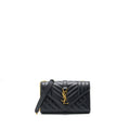 LAURENT SMALL ENVELOPE CROSSBODY BAG BLACK WITH GHW