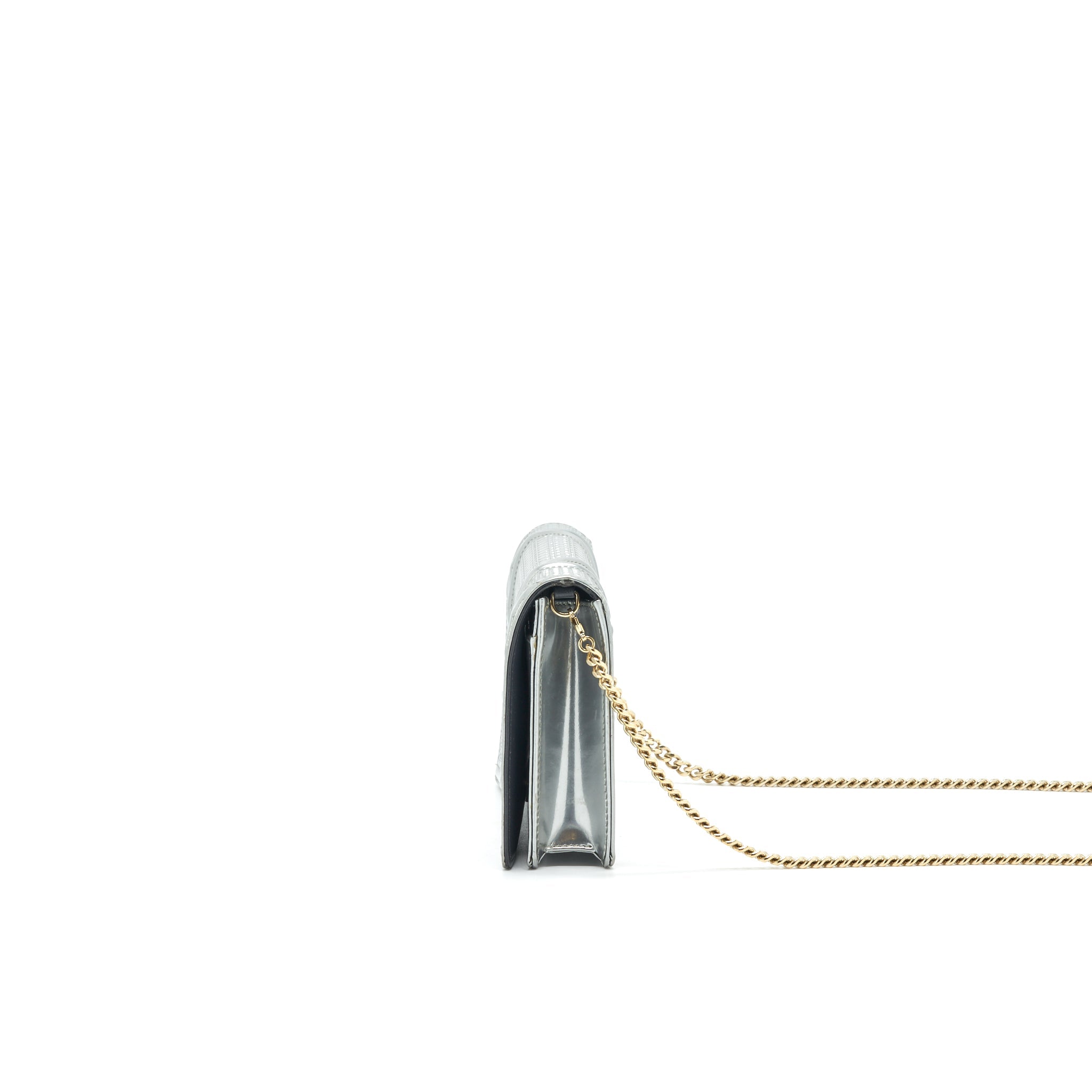 DIOR DIORAMA WALLET ON CHAIN METALLIC SILVER GHW