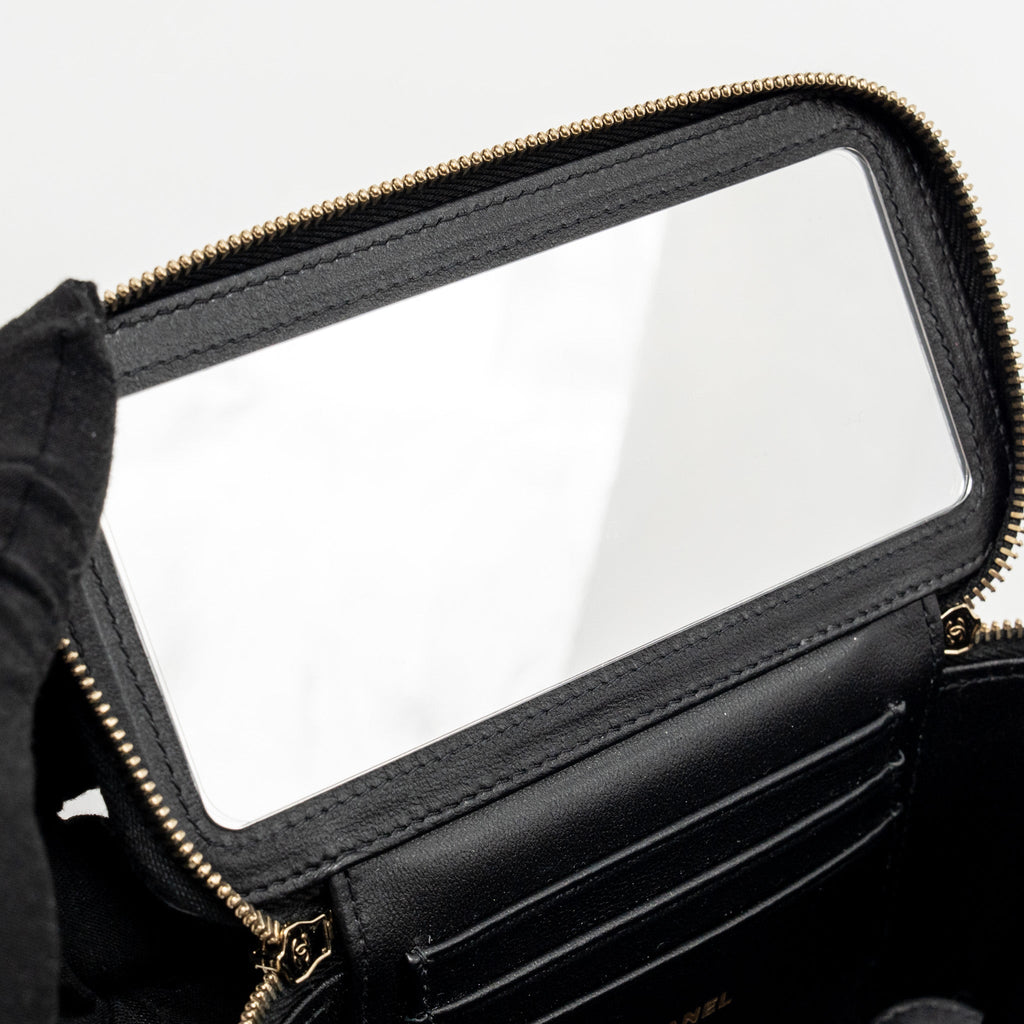 CHANEL TOP HANDLE LONG VANITY LAMBSKIN BLACK GHW(MICROCHIP)