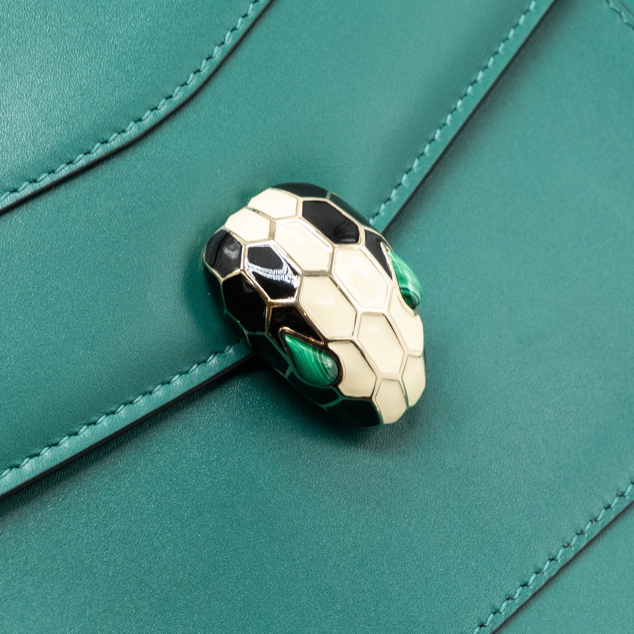 BVLGARI TOP HANDLE SERPENTI BAG CALFSKIN GREEN LGHW