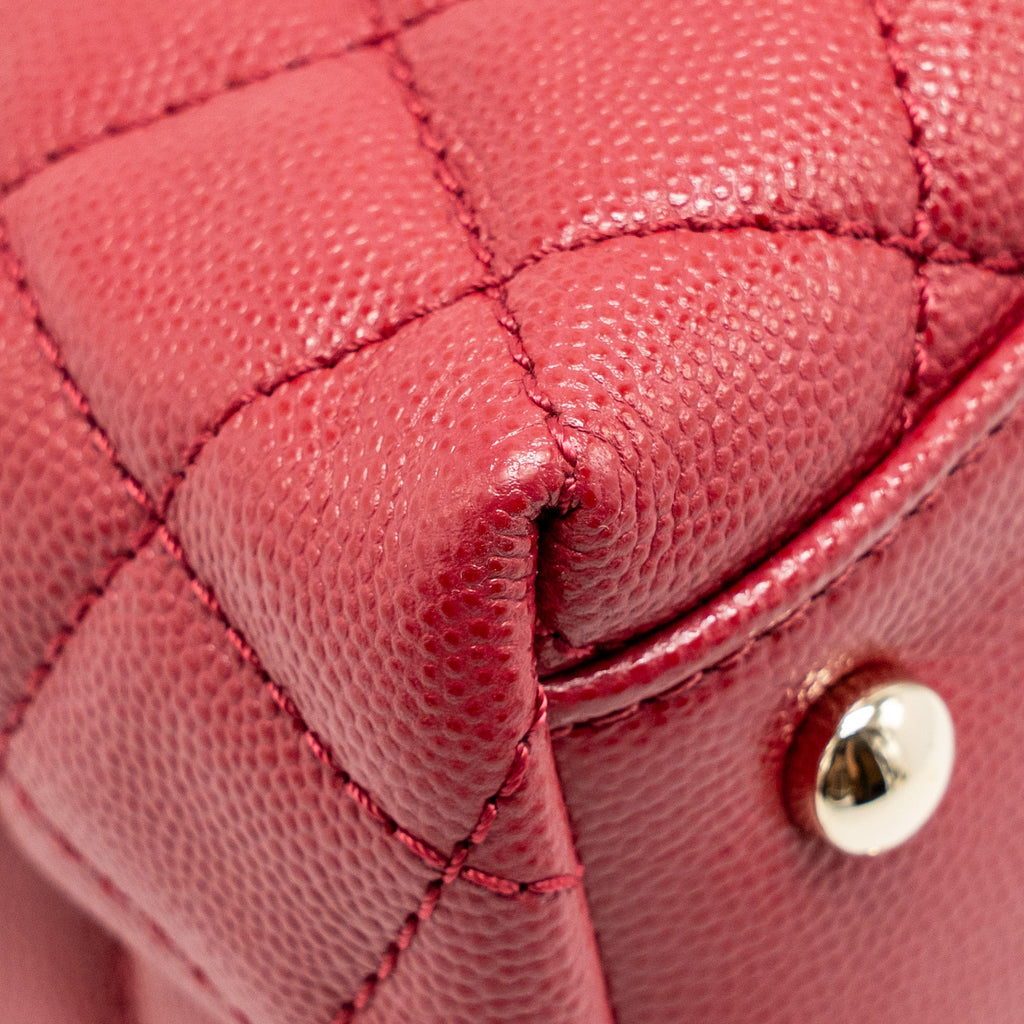 CHANEL SMALL COCO HANDLE CAVIAR RED LGHW (MICROCHIP)