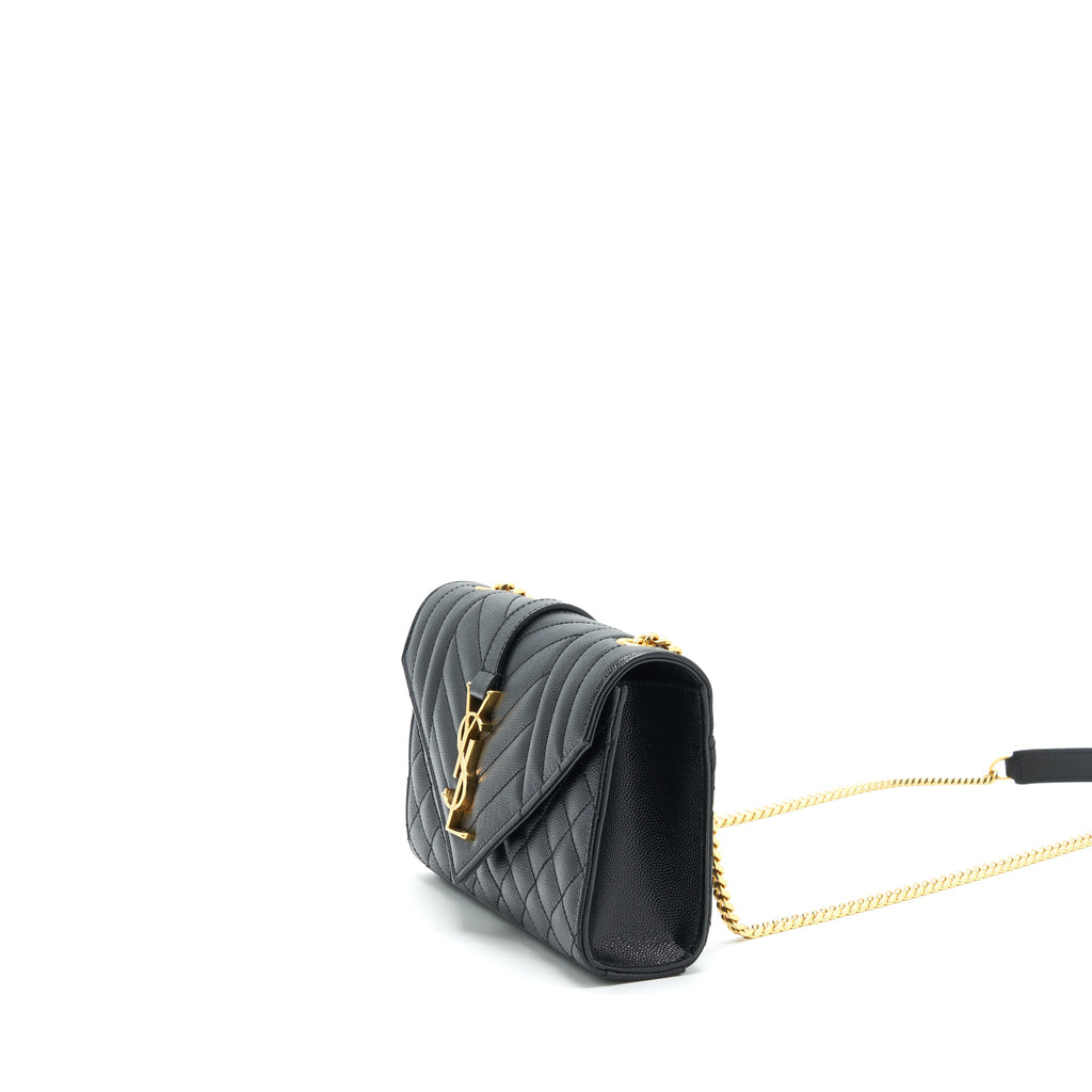 LAURENT SMALL ENVELOPE CROSSBODY BAG BLACK WITH GHW