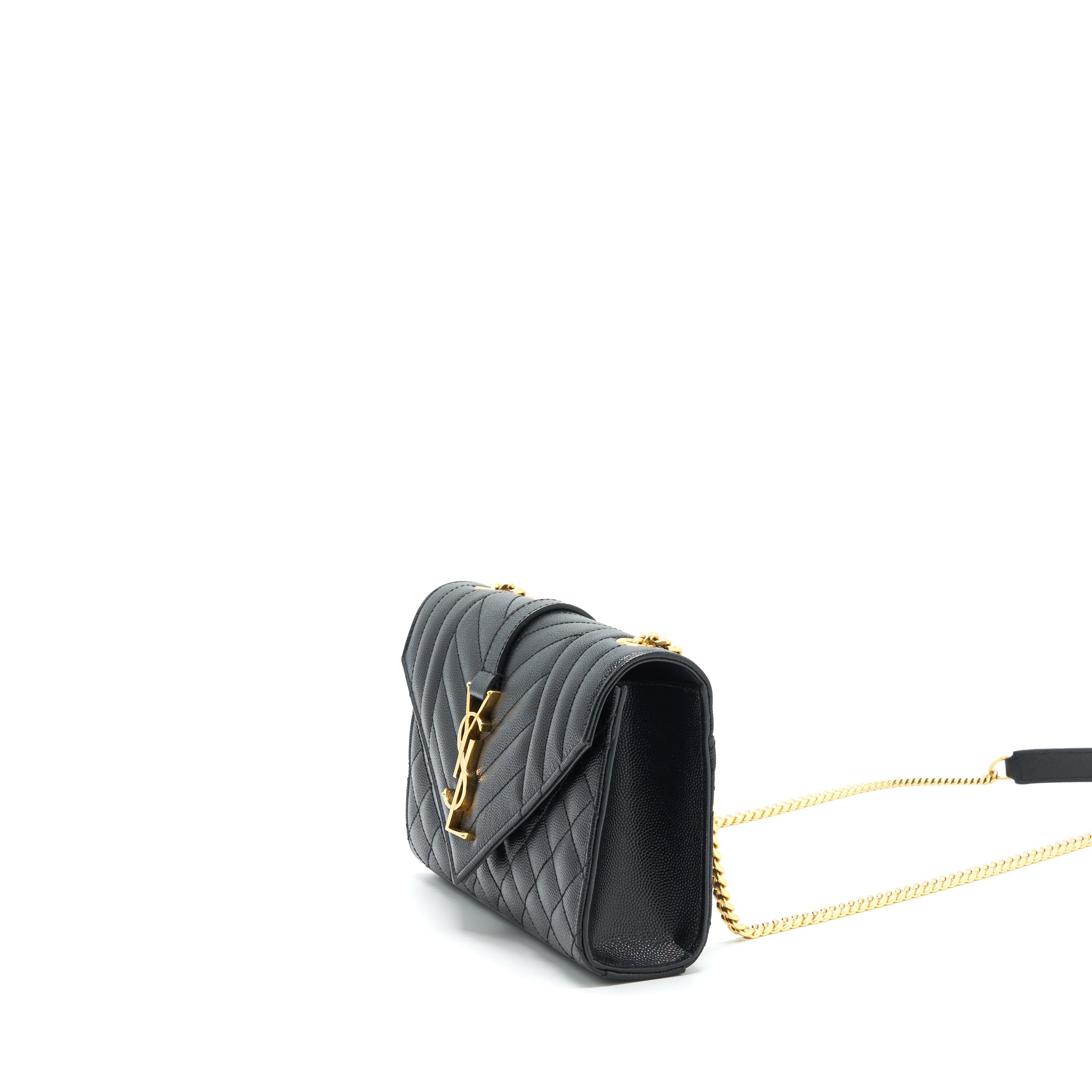 LAURENT SMALL ENVELOPE CROSSBODY BAG BLACK WITH GHW