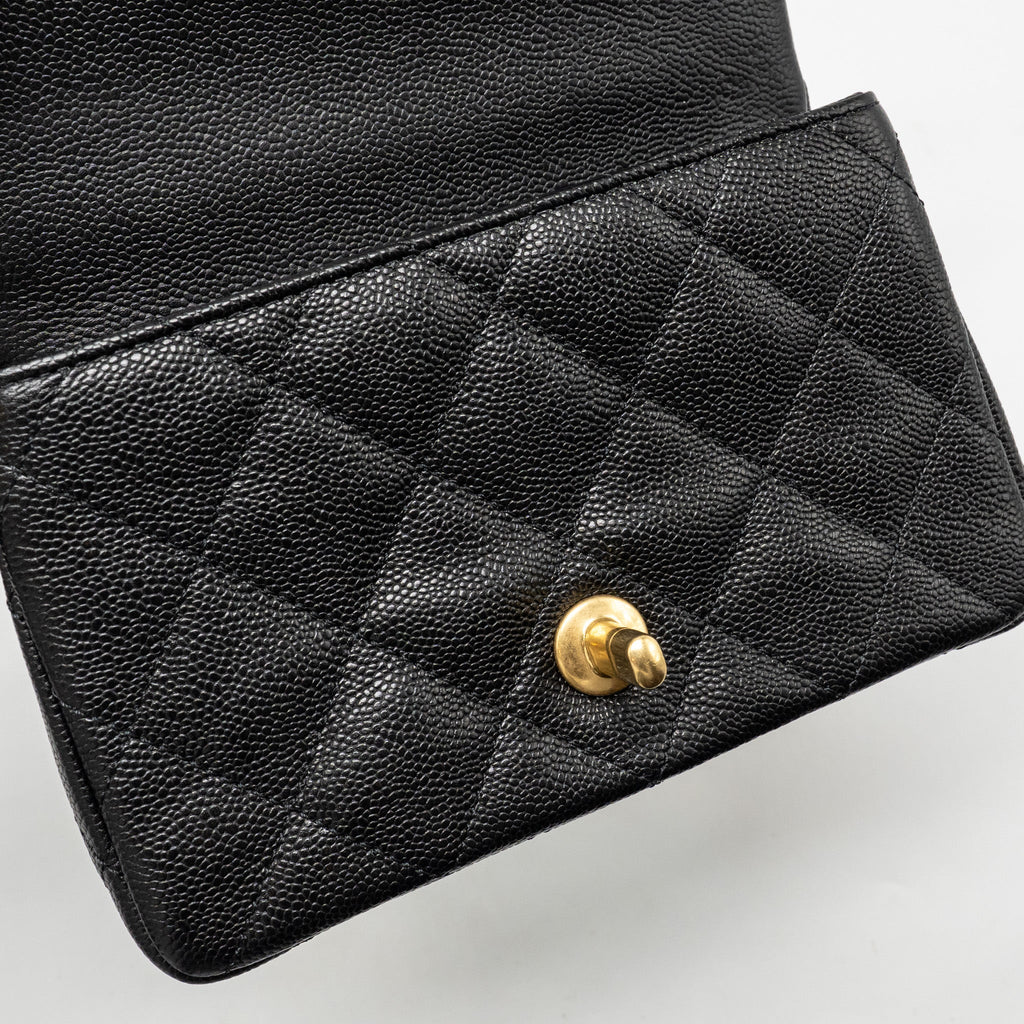 CHANEL COCO LOVE FLAP BAG ADJUSTABLE CHAIN CAVIAR BLACK GHW (MICROCHIP)