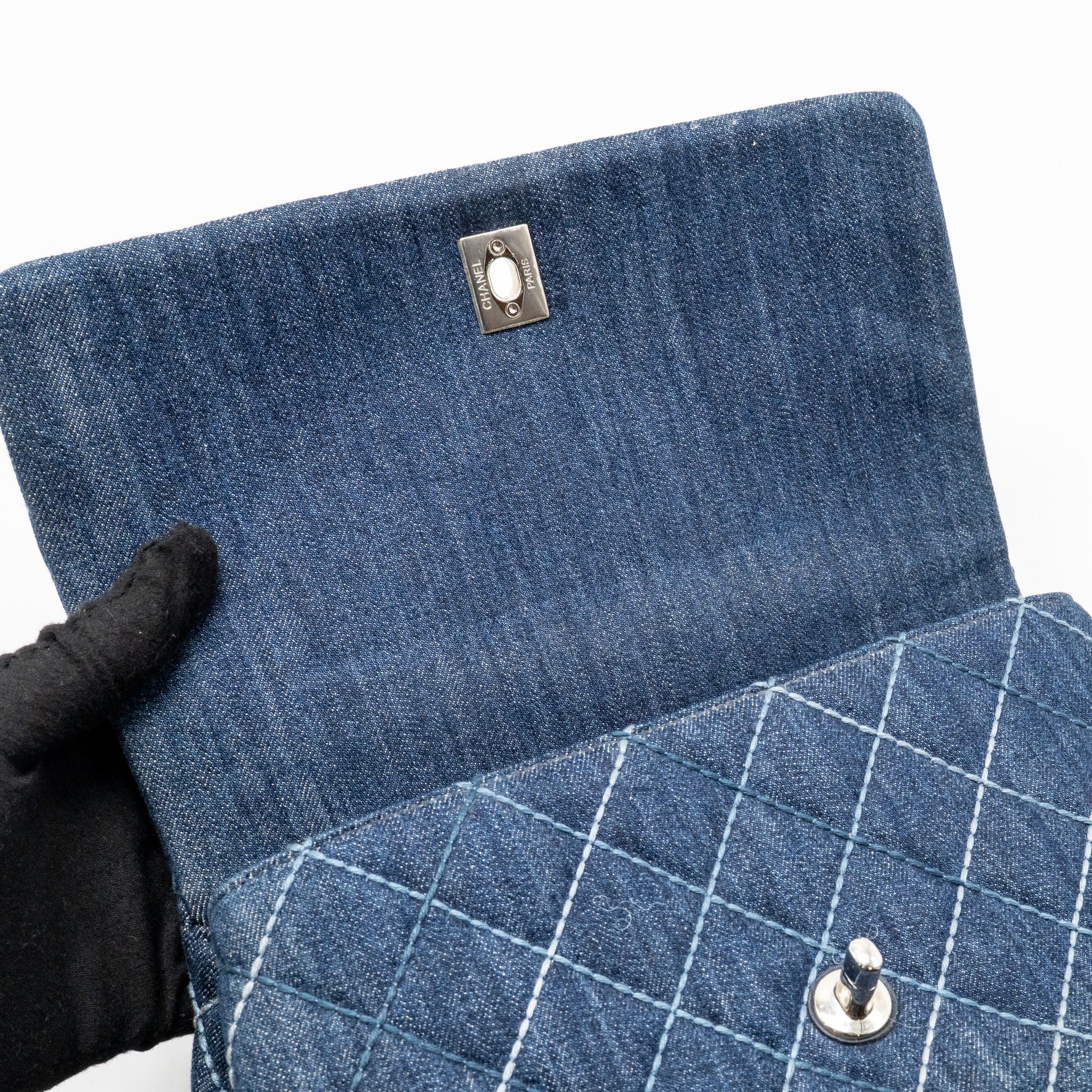 CHANEL MEDIUM COCO HANDLE DENIM/LEATHER BLUE SHW