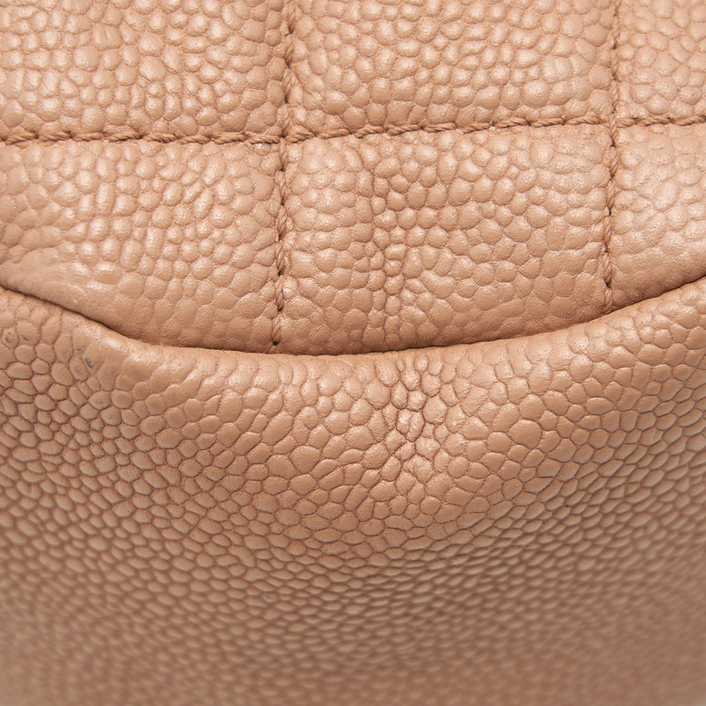 CHANEL ROUND FLAP BAG CAVIAR DARK BEIGE GHW