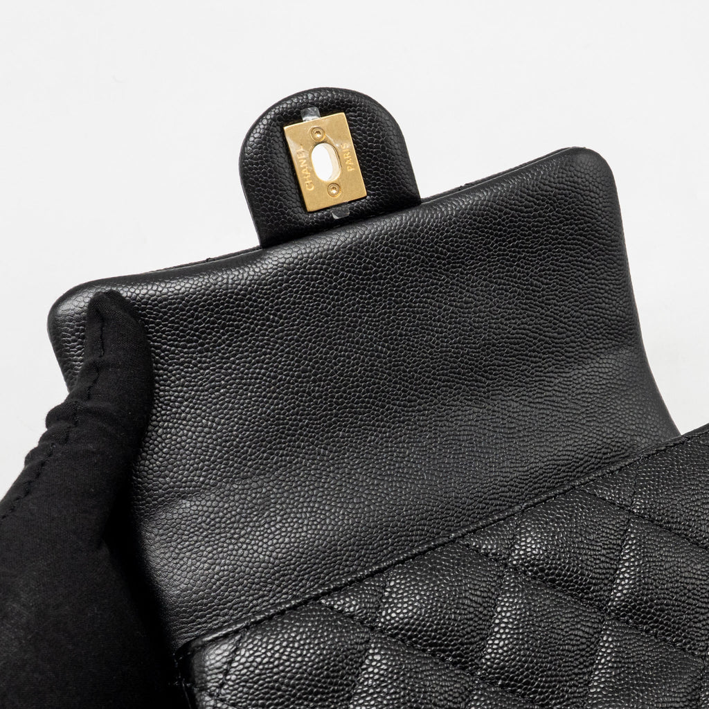CHANEL COCO LOVE FLAP BAG ADJUSTABLE CHAIN CAVIAR BLACK GHW (MICROCHIP)