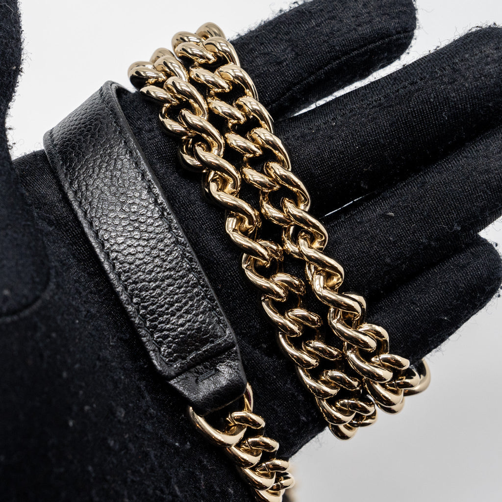 CHANEL BOY WALLET ON CHAIN CAVIAR BLACK LGHW (MICROCHIP)