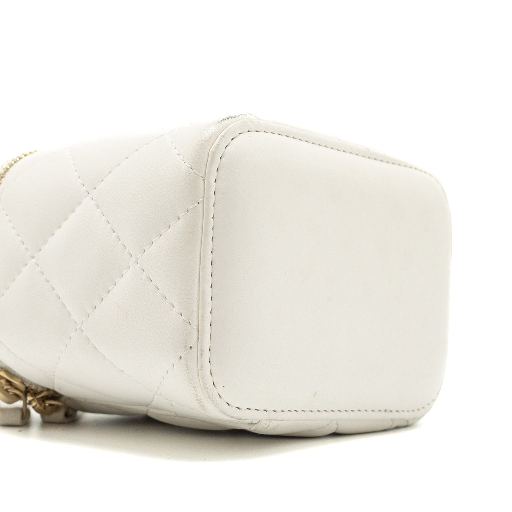 CHANEL PEARL CRUSH MINI VANITY LAMBSKIN WHITE BRUSHED GHW
