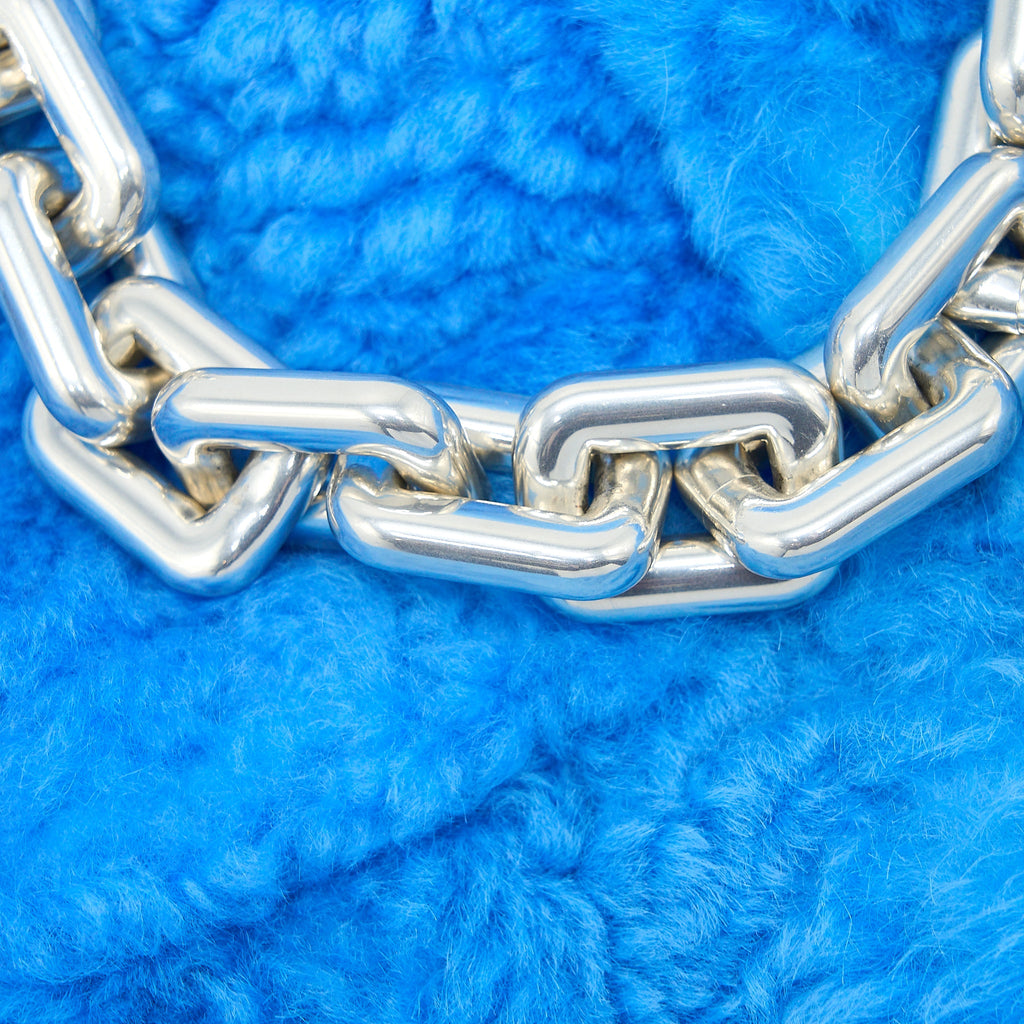 BOTTEGA VENETA FUR BAG WITH CHAIN SHEARLING/LAMBSKIN BLUE SHW