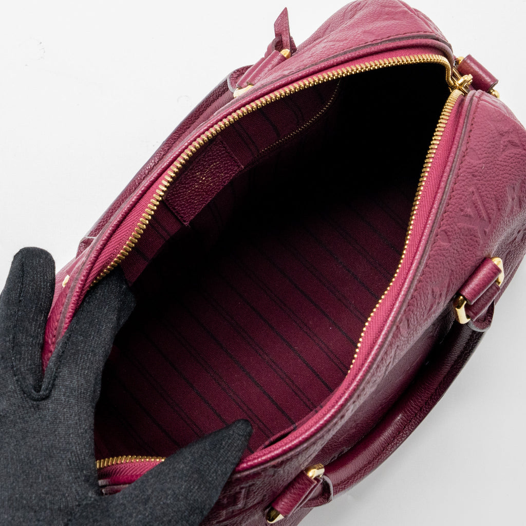 LOUIS VUITTON SPEEDY 25 BANDOULIERE MONOGRAM EMPREINTE PURPLE GHW