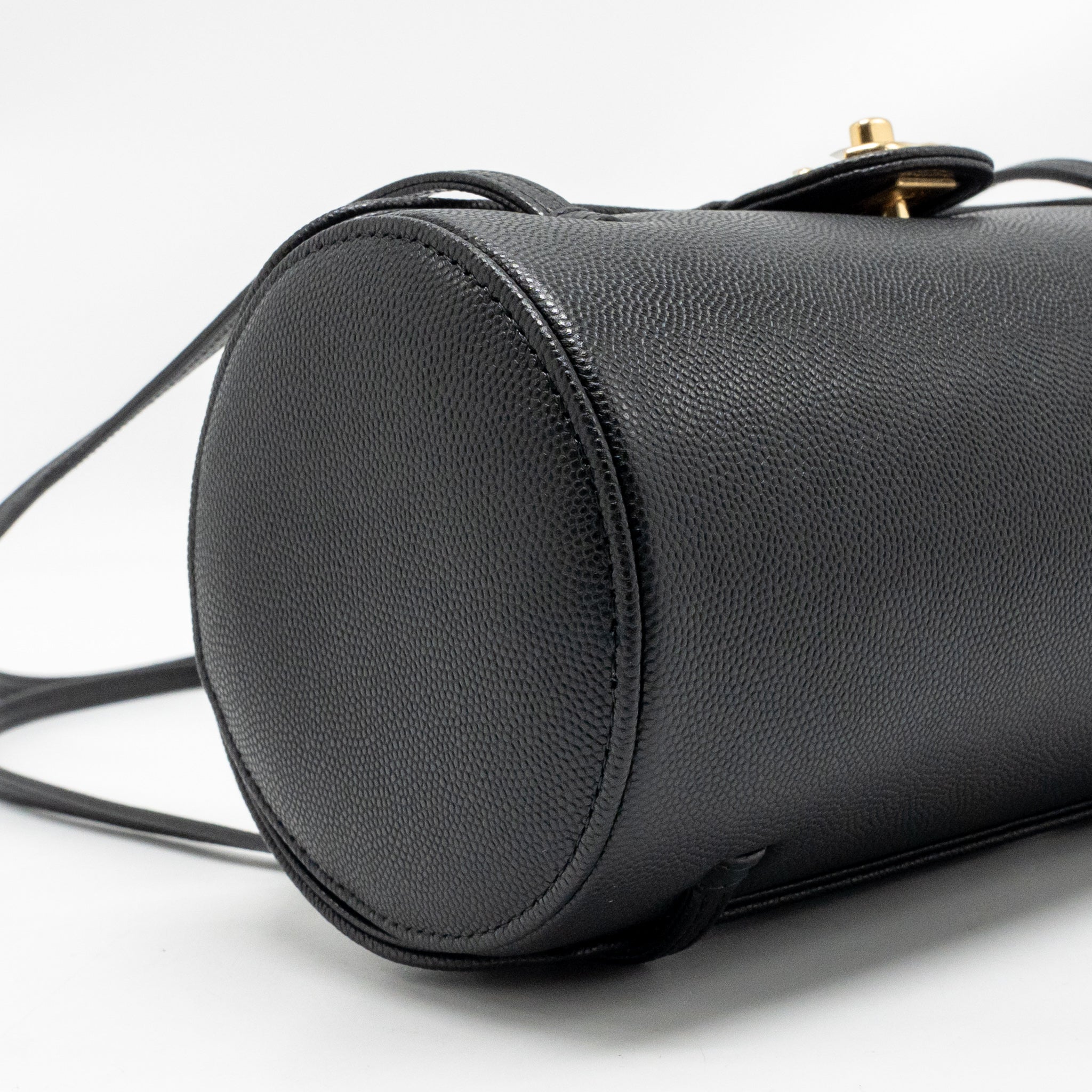 CHANEL 26P PREPPY BOWLING SHOULDER BAG CAVIAR BLACK GHW (MICROCHIP)