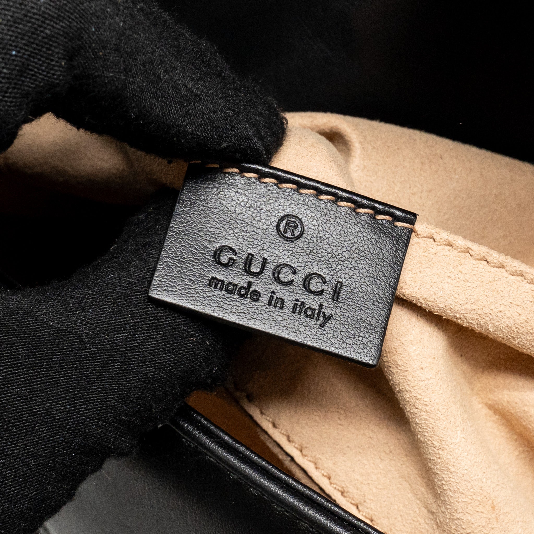 GUCCI SMALL GG MARMONT SHOULDER BAG CALFSKIN BLACK GHW