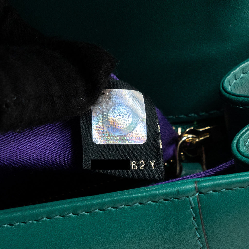 BVLGARI TOP HANDLE SERPENTI BAG CALFSKIN GREEN LGHW