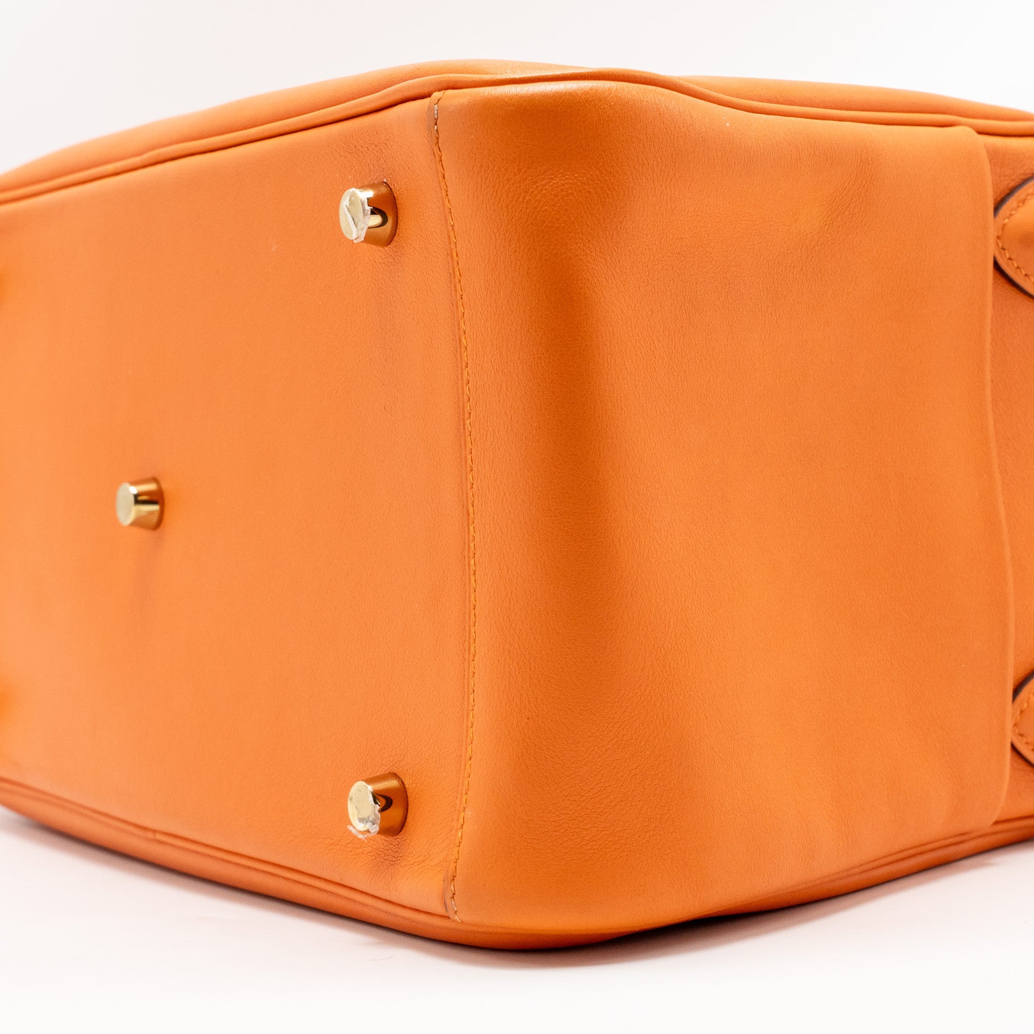 HERMES LINDY 30 SWIFT LEATHER ORANGE / RED LGHW