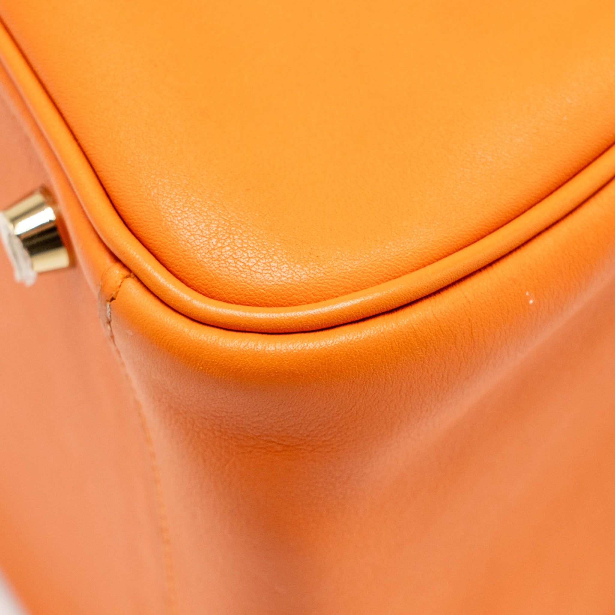 HERMES LINDY 30 SWIFT LEATHER ORANGE / RED LGHW