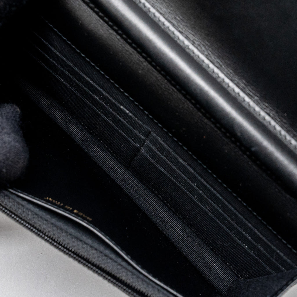 CHANEL BOY WALLET ON CHAIN CAVIAR BLACK LGHW (MICROCHIP)