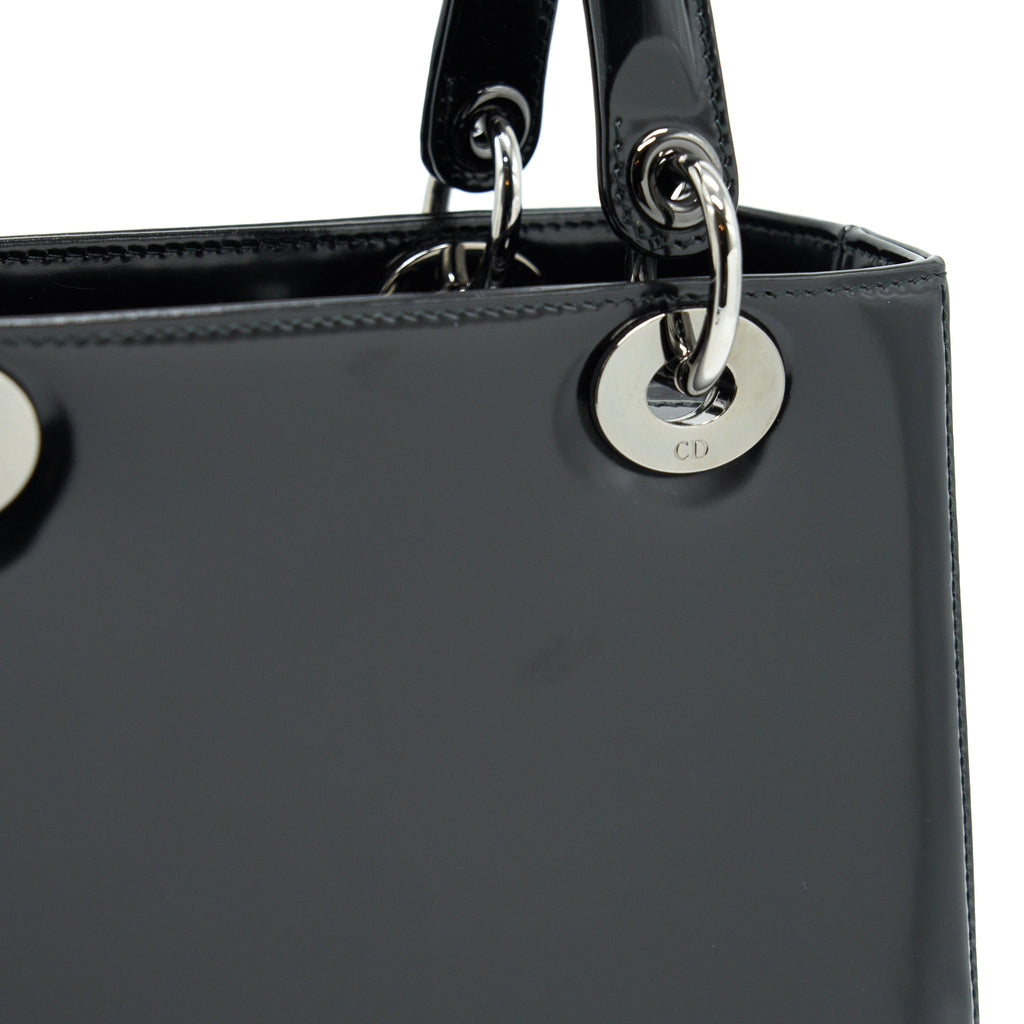 CHRISTIAN DIOR MEDIUM LADY DIOR CALFSKIN IN BLACK BHW