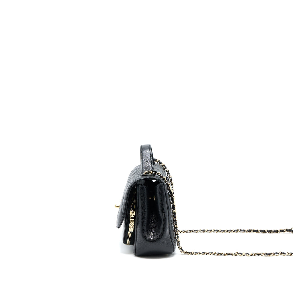 CHANEL SMALL BUSINESS AFFINITY CAVIAR BLACK LGHW (MICROCHIP)