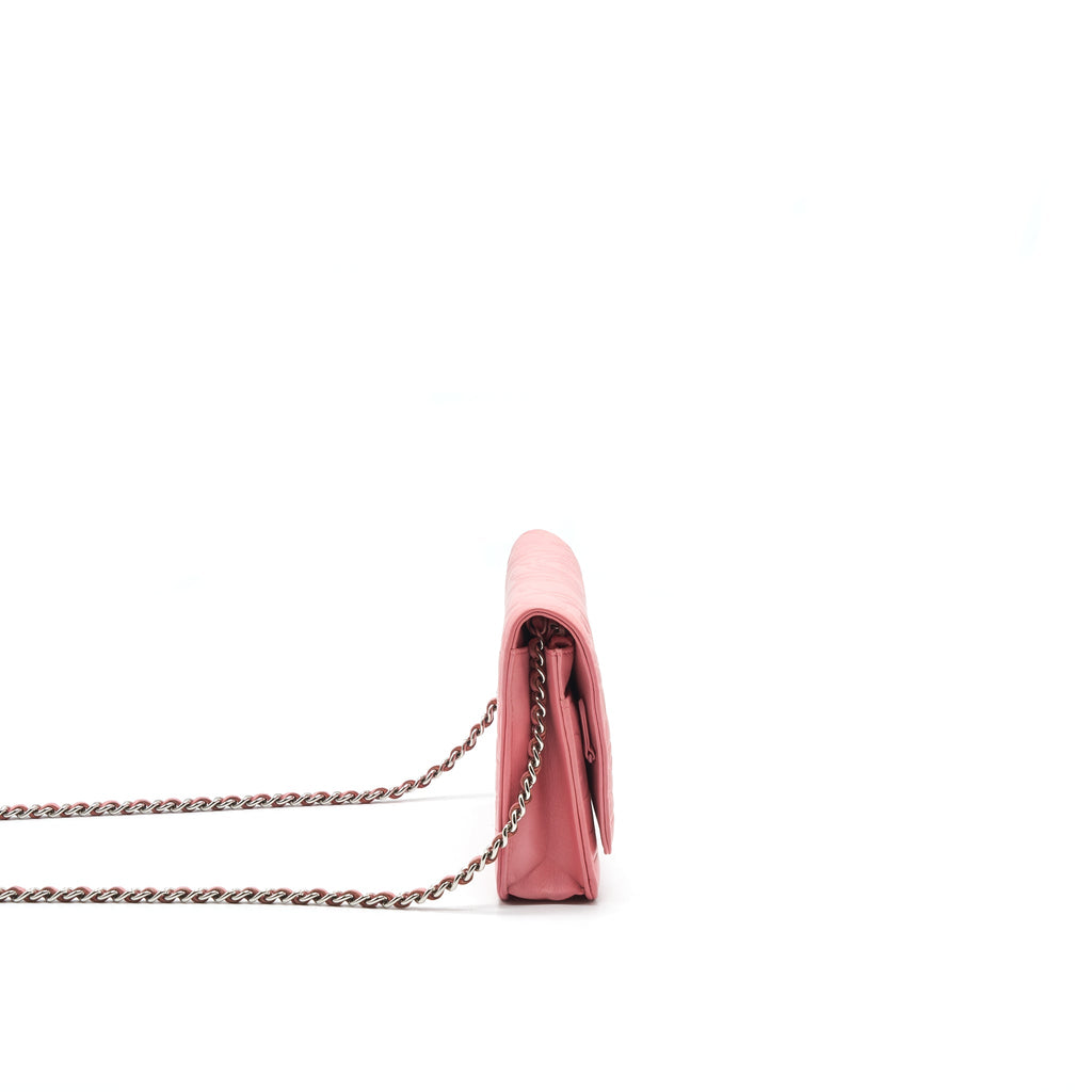 CHANEL CAMELIA WALLET ON CHAIN PINK SHW