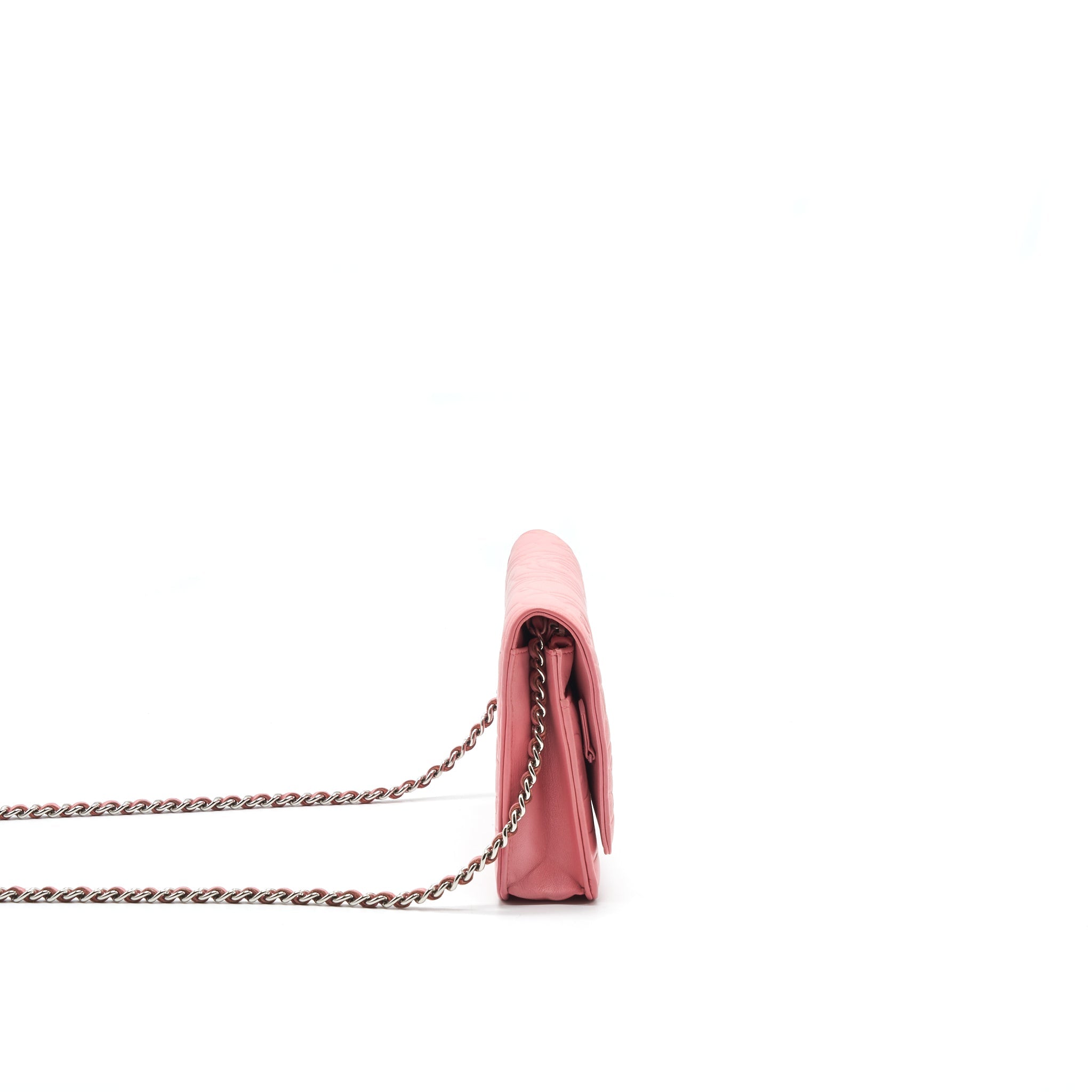 CHANEL CAMELIA WALLET ON CHAIN PINK SHW