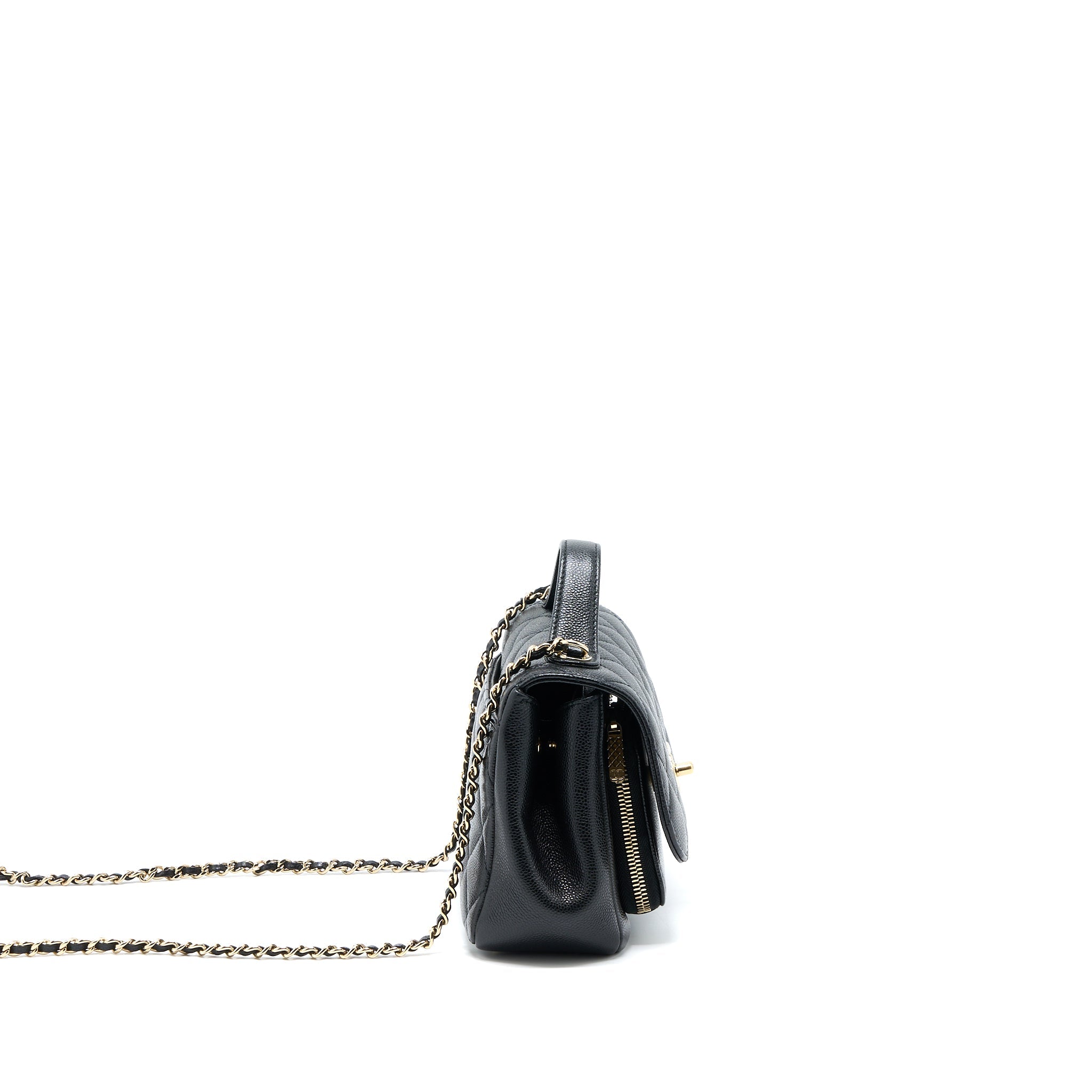 CHANEL SMALL BUSINESS AFFINITY CAVIAR BLACK LGHW (MICROCHIP)