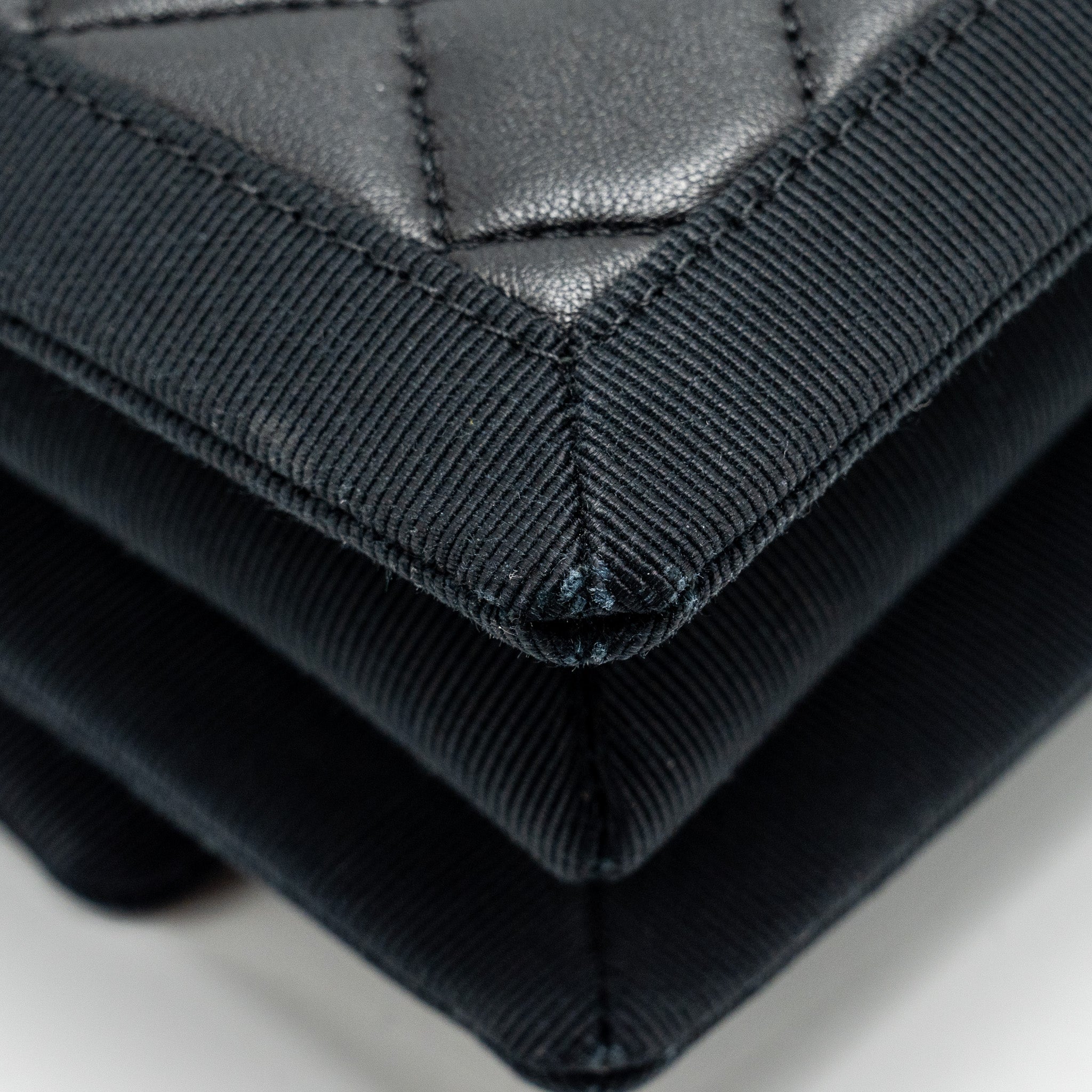 CHANEL QUILTED FLAP BAG LAMBSKIN/FABRIC SO BLACK