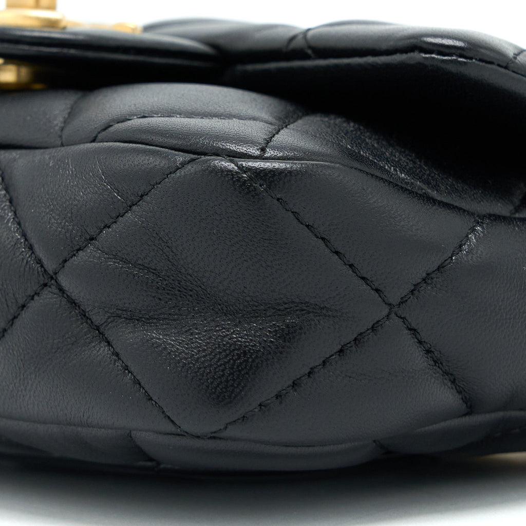 CHANEL 22S GIANT CHAIN FLAP SHOULDER BAG LAMBSKIN BLACK GHW (MICROCHIP)