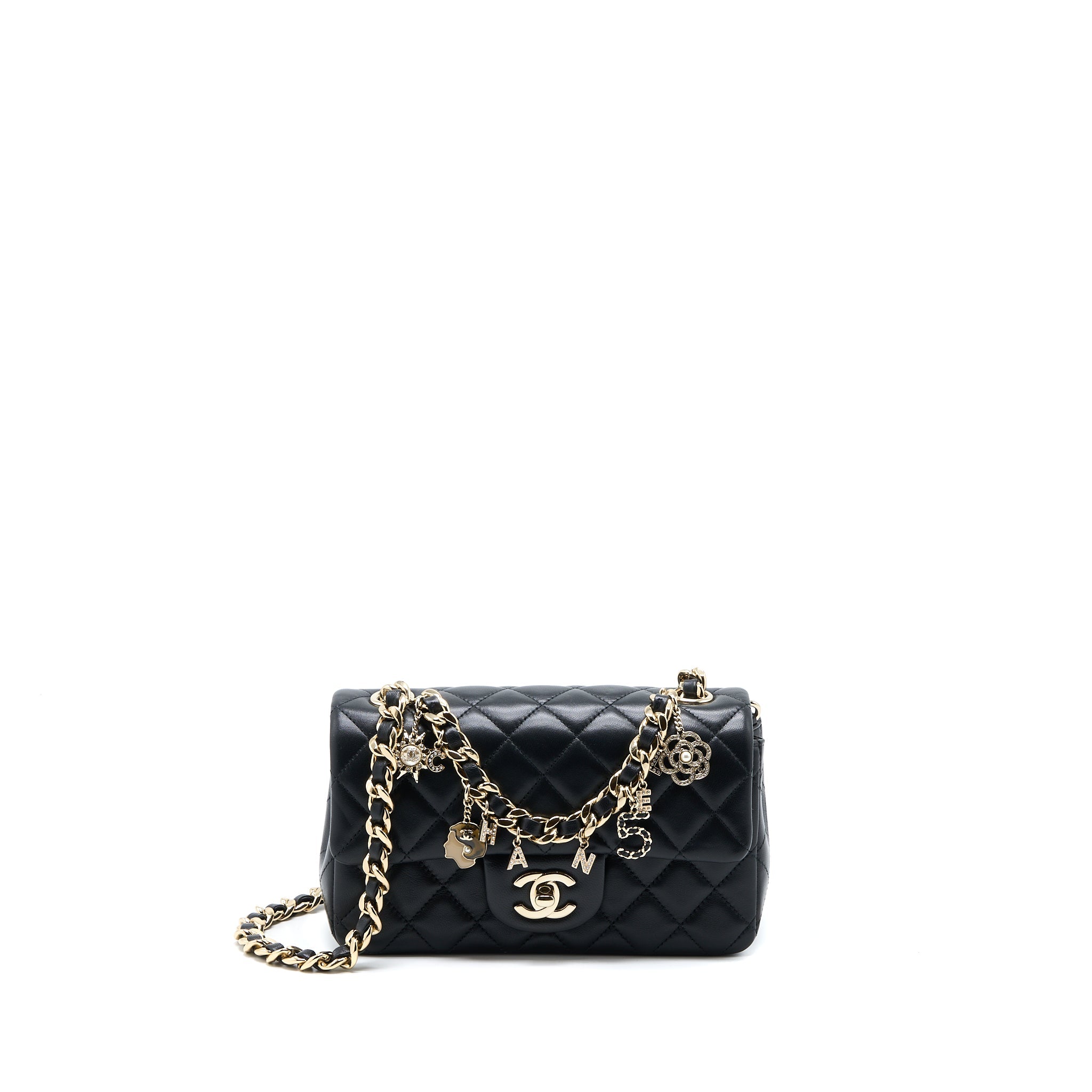 CHANEL MINI RECTANGULAR WITH COCO BAG CHARM LIMITED EDITION LAMBSKIN BLACK LGHW