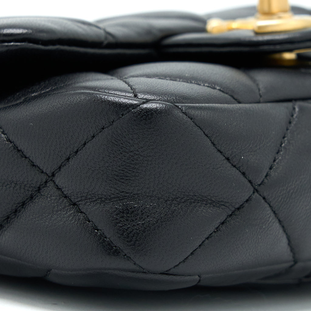 CHANEL 22S GIANT CHAIN FLAP SHOULDER BAG LAMBSKIN BLACK GHW (MICROCHIP)