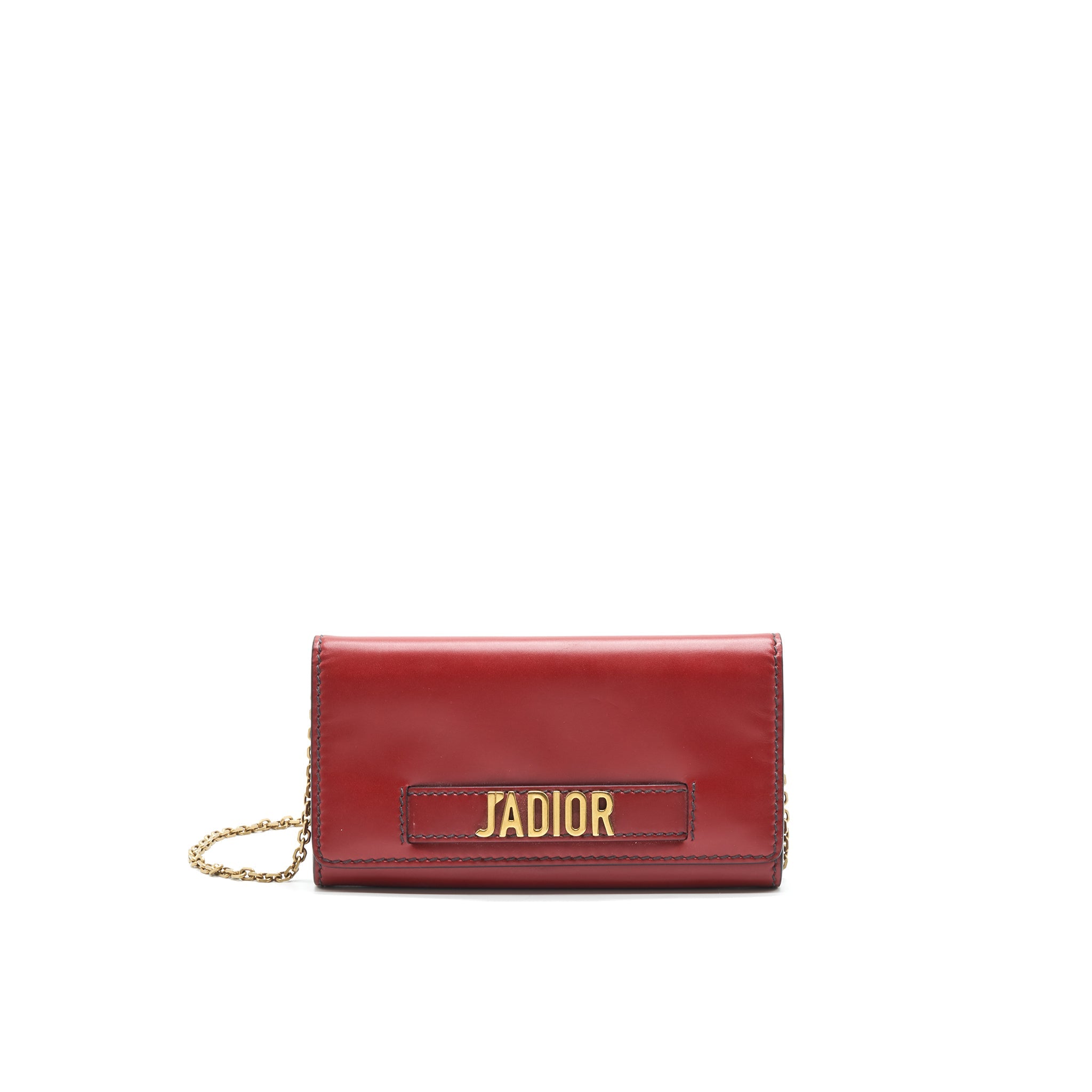 DIOR J'ADIOR SMALL LONG WALLET ON CHAIN RED WITH GHW