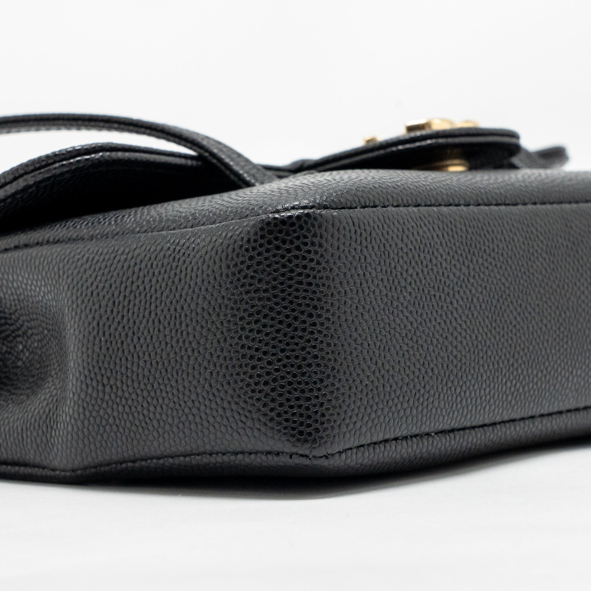 CHANEL 26P PREPPY COCO CLUTCH WITH LEATHER STRAP GRAINED SHINY CALFSKIN BLACK GHW (MICROCHIP)