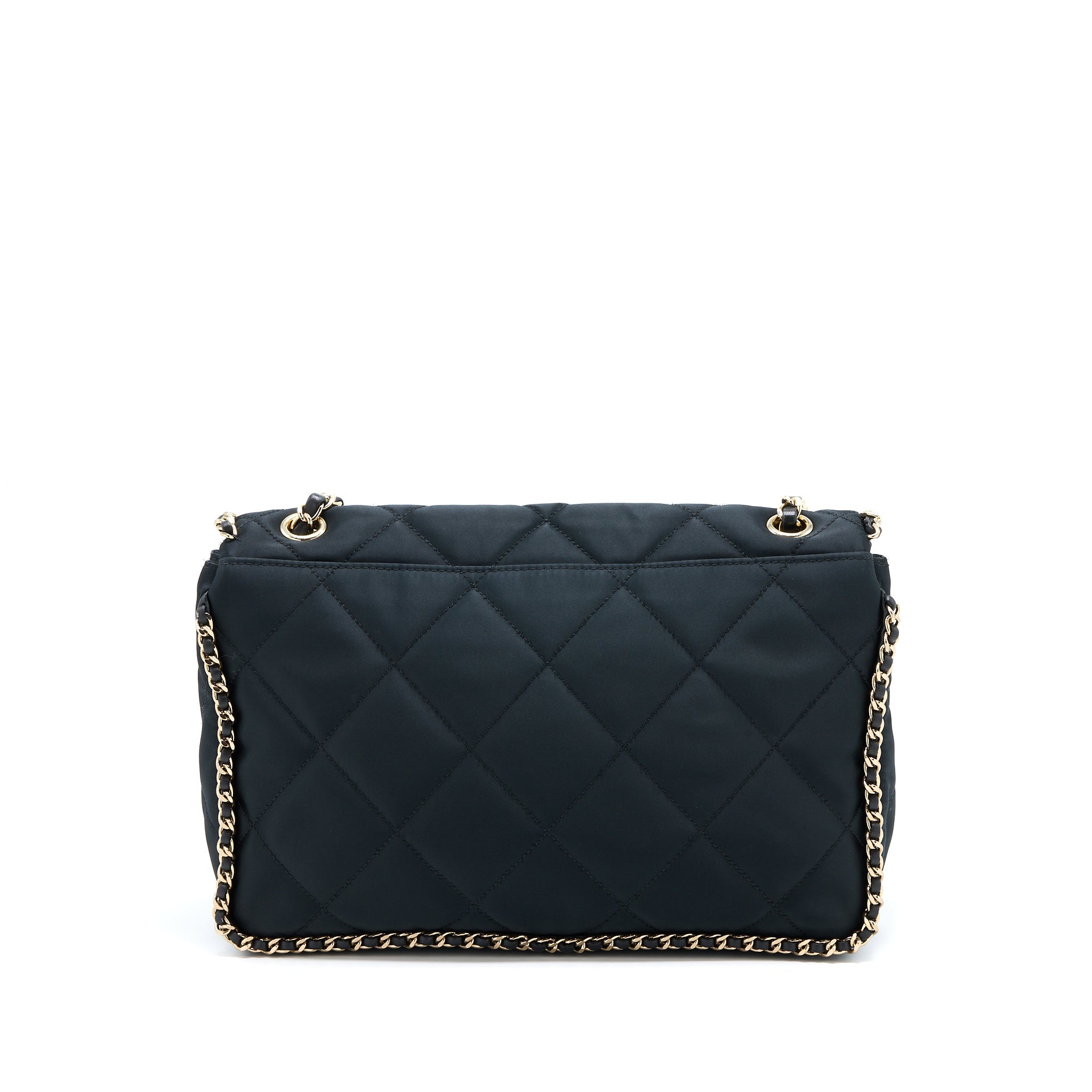 CHANEL SEASONAL FLAP BAG FABRIC BLACK GHW