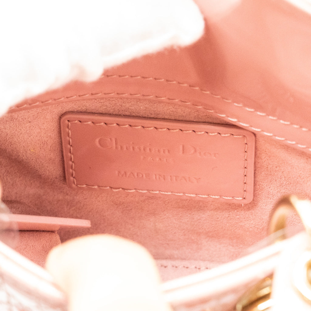 DIOR MICRO LADY DIOR PATENT LEATHER DARK PINK LGHW