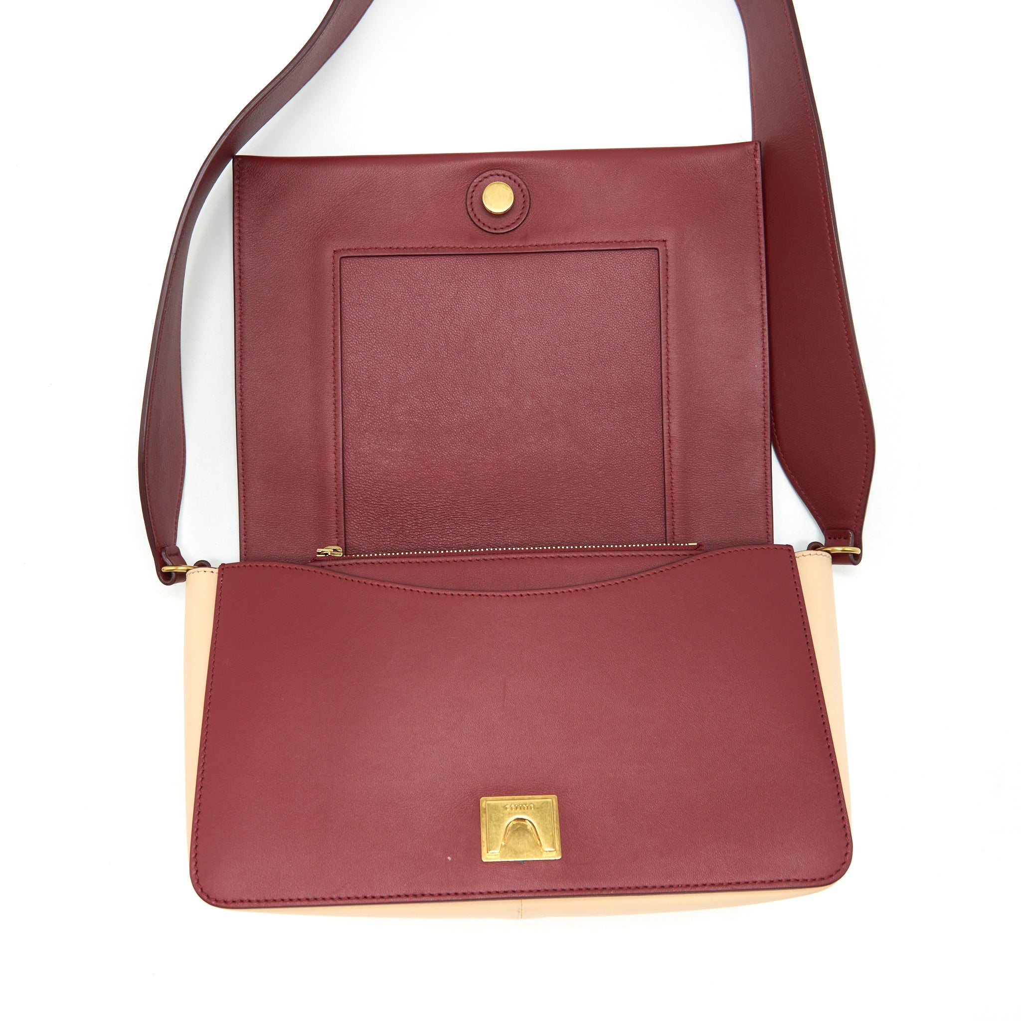 CELINE FRAME BAG DARK RED/LIGHT BEIGE GHW
