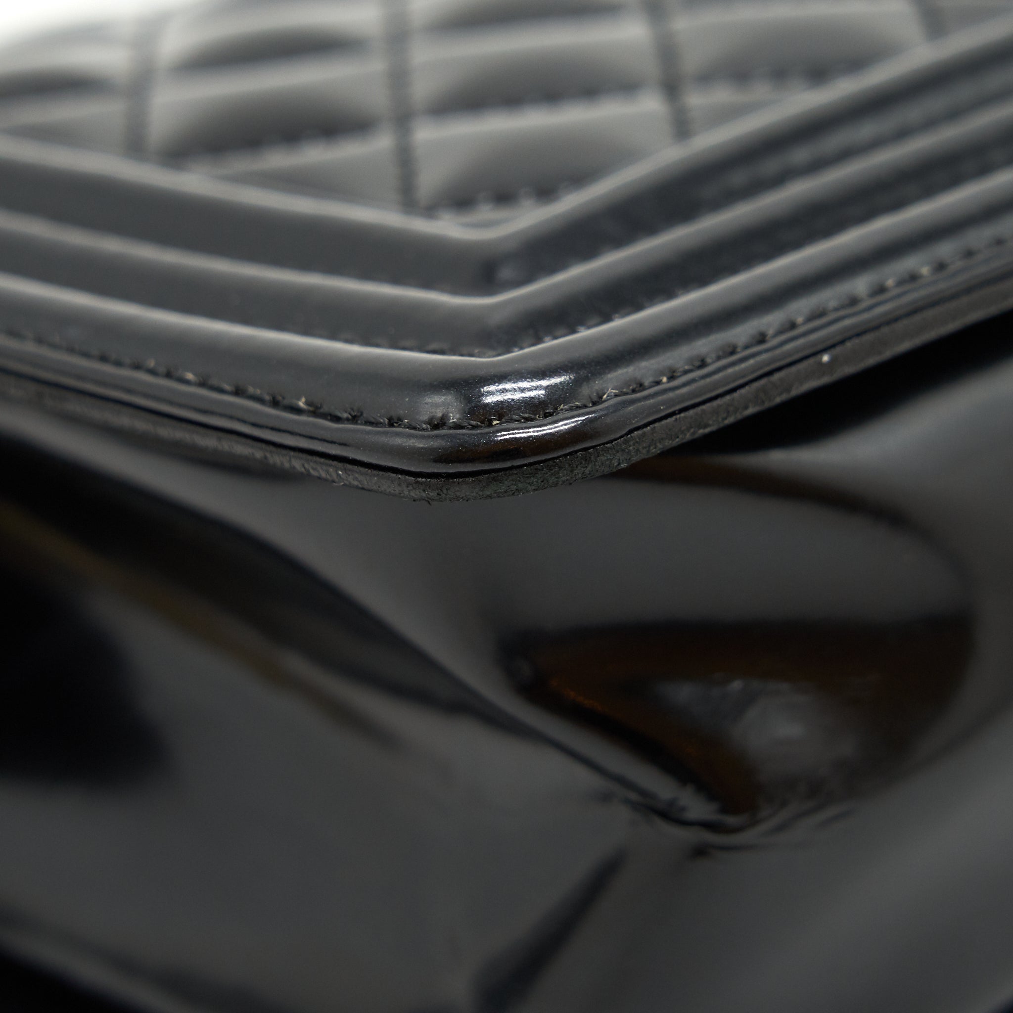 CHANEL MEDIUM LE BOY PATENT LEATHER BLACK LGHW