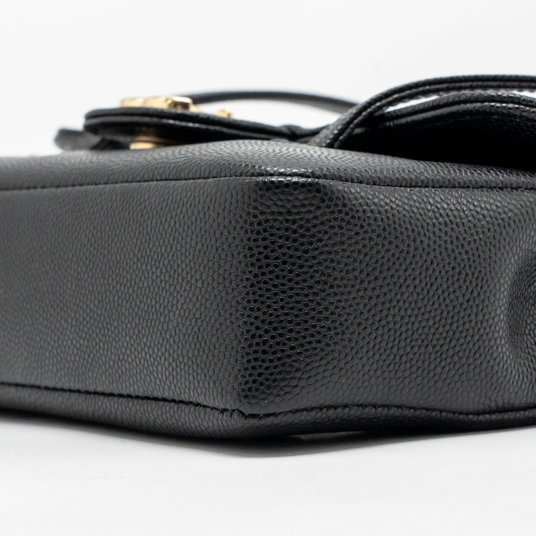 CHANEL 26P PREPPY COCO CLUTCH WITH LEATHER STRAP GRAINED SHINY CALFSKIN BLACK GHW (MICROCHIP)