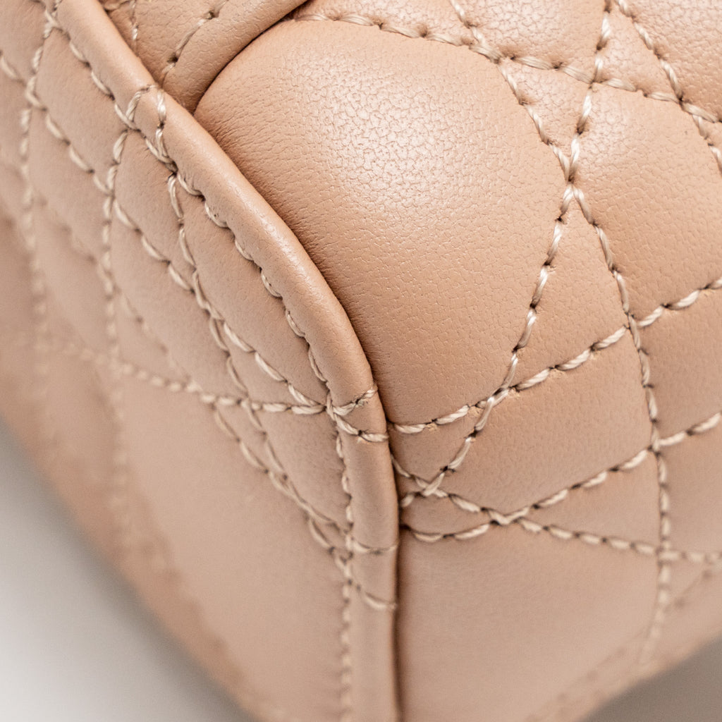 DIOR MICRO LADY DIOR VANITY CASE CANNAGE LAMBSKIN ROSE DES VENTS PINK LGHW