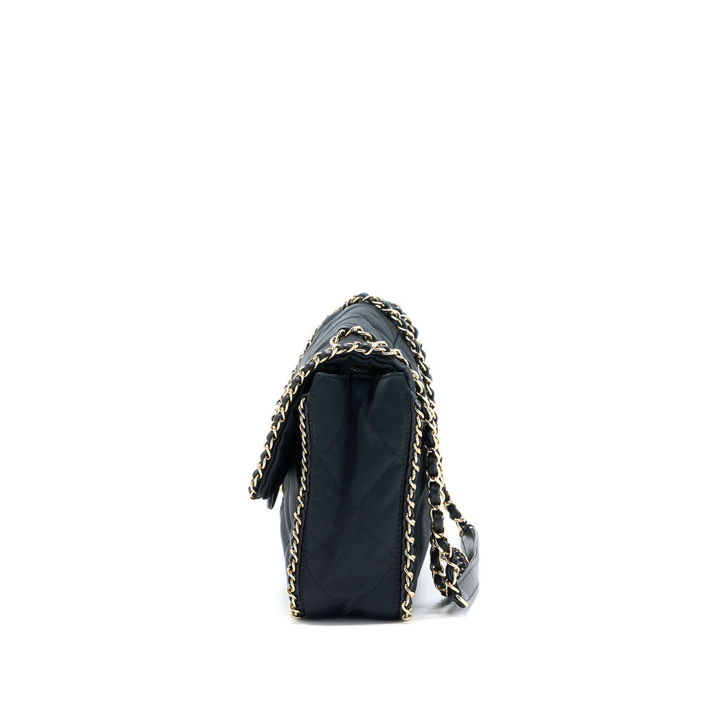 CHANEL SEASONAL FLAP BAG FABRIC BLACK GHW