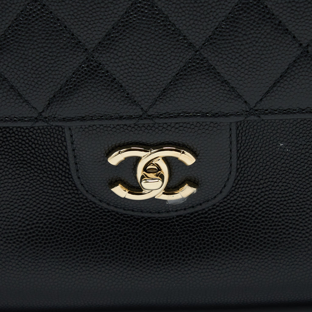 CHANEL 19C LARGE SHOPPING TOTE BAG CAVIAR BLACK LGHW