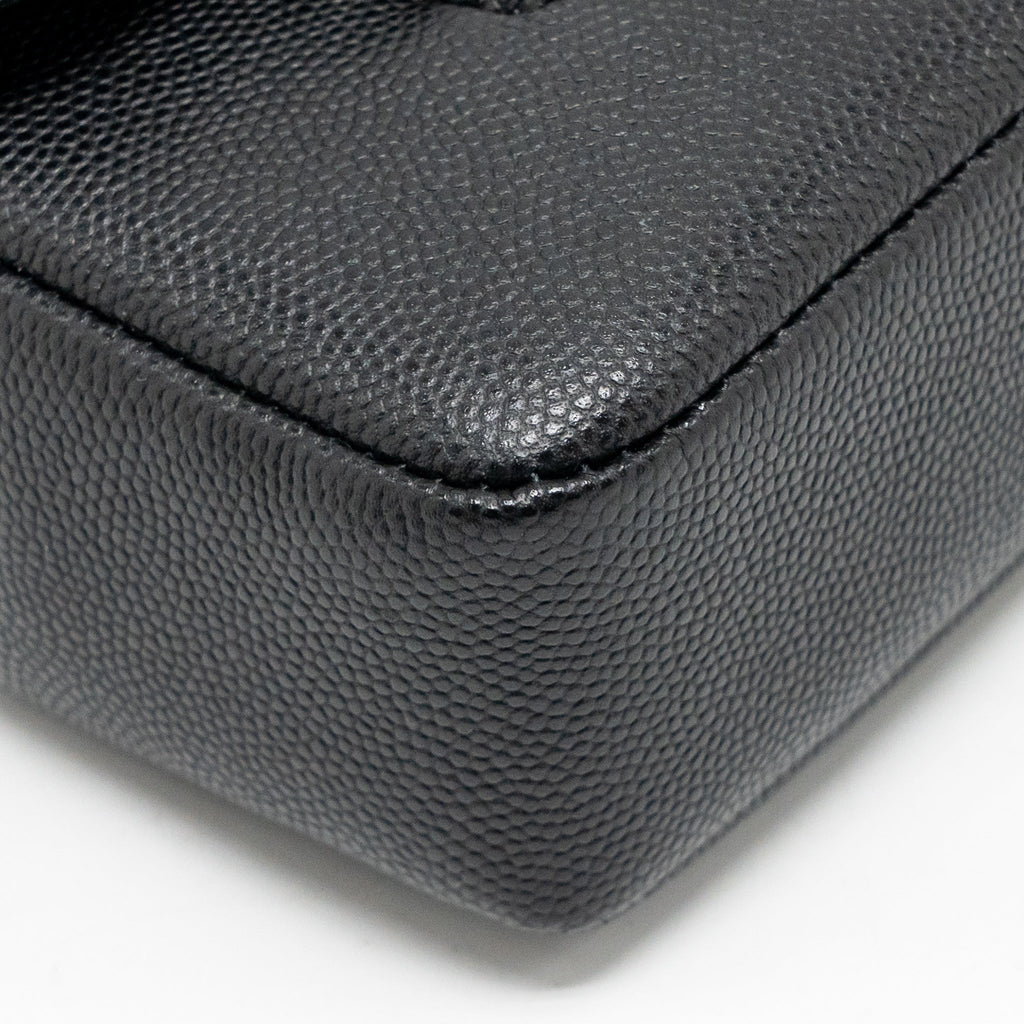 CHANEL 26P PREPPY COCO CLUTCH WITH LEATHER STRAP GRAINED SHINY CALFSKIN BLACK GHW (MICROCHIP)