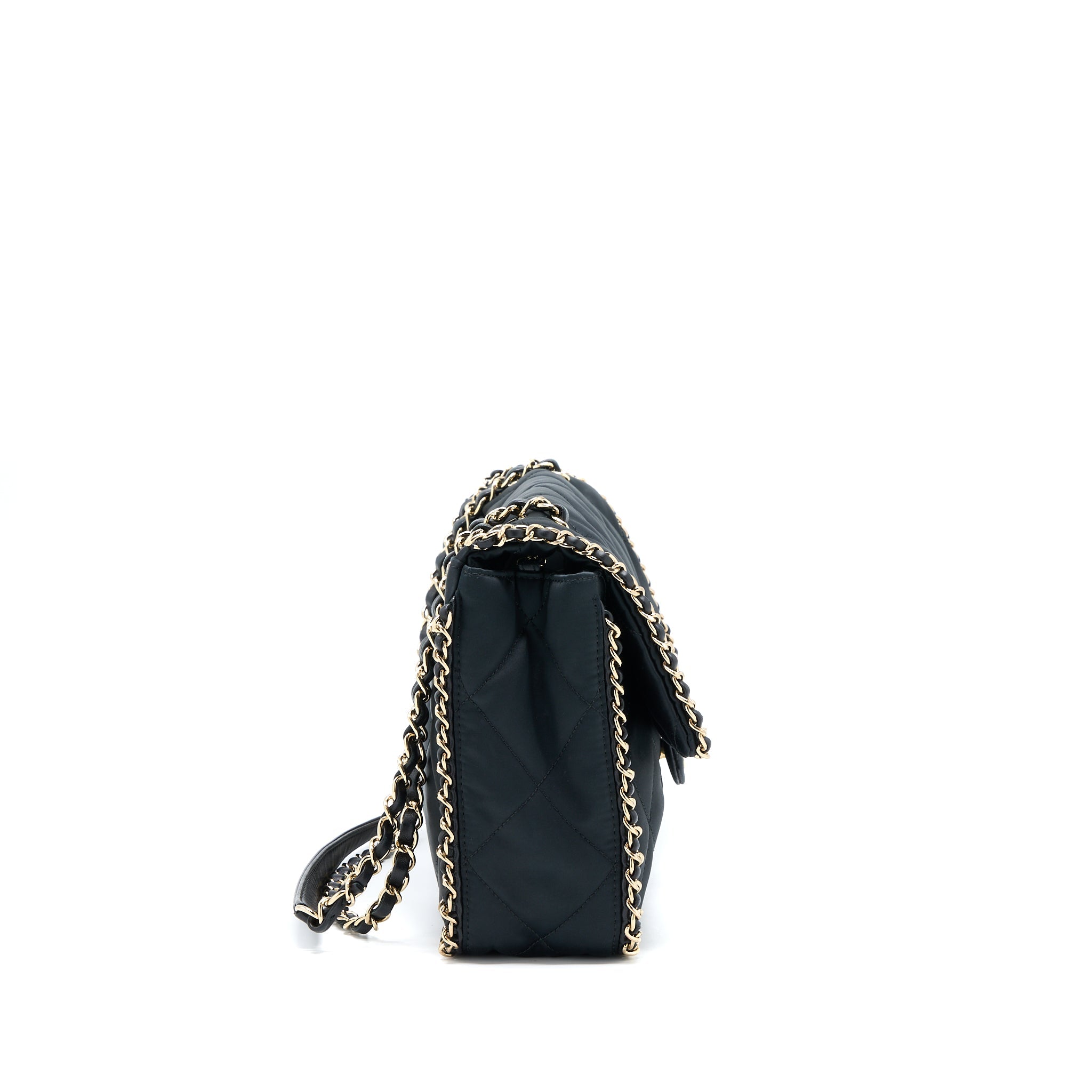 CHANEL SEASONAL FLAP BAG FABRIC BLACK GHW