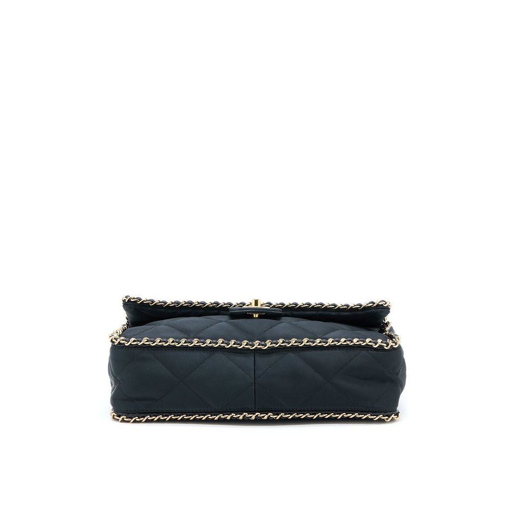 CHANEL SEASONAL FLAP BAG FABRIC BLACK GHW