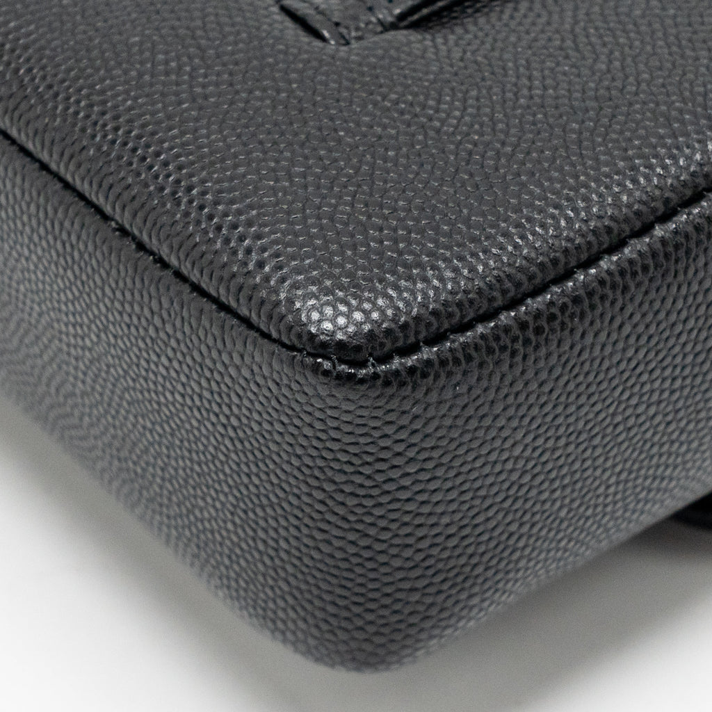 CHANEL 26P PREPPY COCO CLUTCH WITH LEATHER STRAP GRAINED SHINY CALFSKIN BLACK GHW (MICROCHIP)