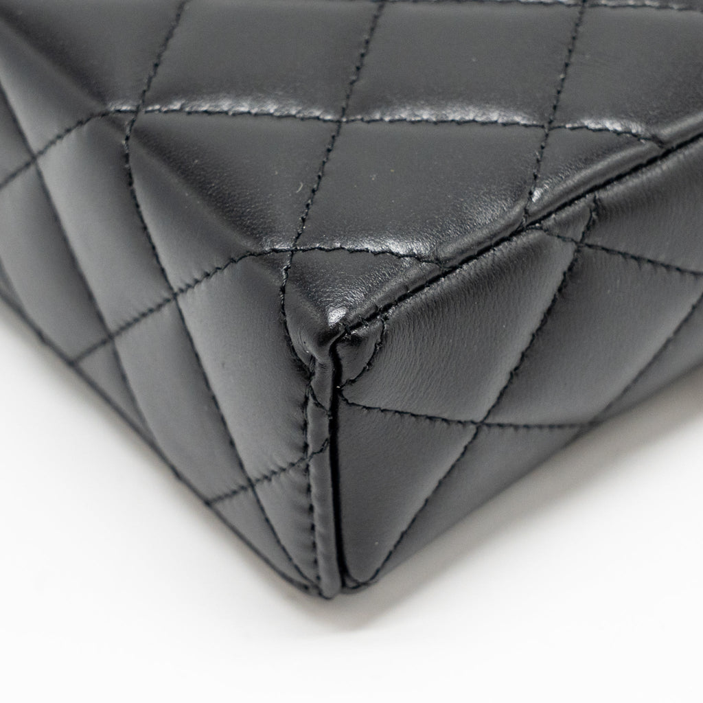 CHANEL 25B CC TOP HANDLE VANITY WITH CHAIN LAMBSKIN BLACK LGHW (MICROCHIP)